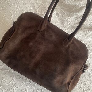 SOLD Genuine leather chocolate brown suede Italian tote